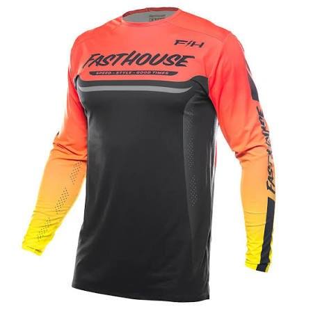 FASTHOUSE- Helix Circuit LS Jersey-  HYPER CORAL/BLACK L