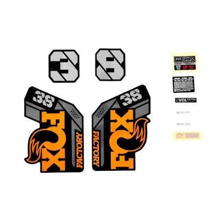 FOX - Decal Kit: 2021, 38, F-S, Black Logo, Shiny Orange Fork