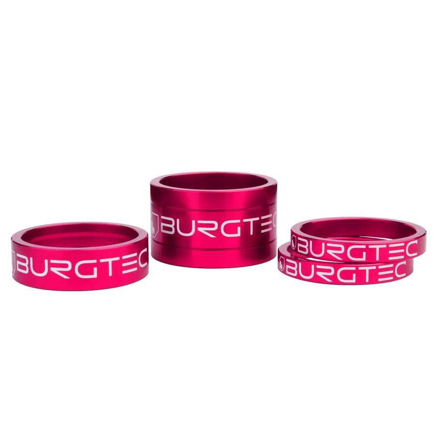 Burgtec - Espaciadores Toxic Barbie Pink (5mm Spacer x2, 10mm Spacer, 20mm Spacer)